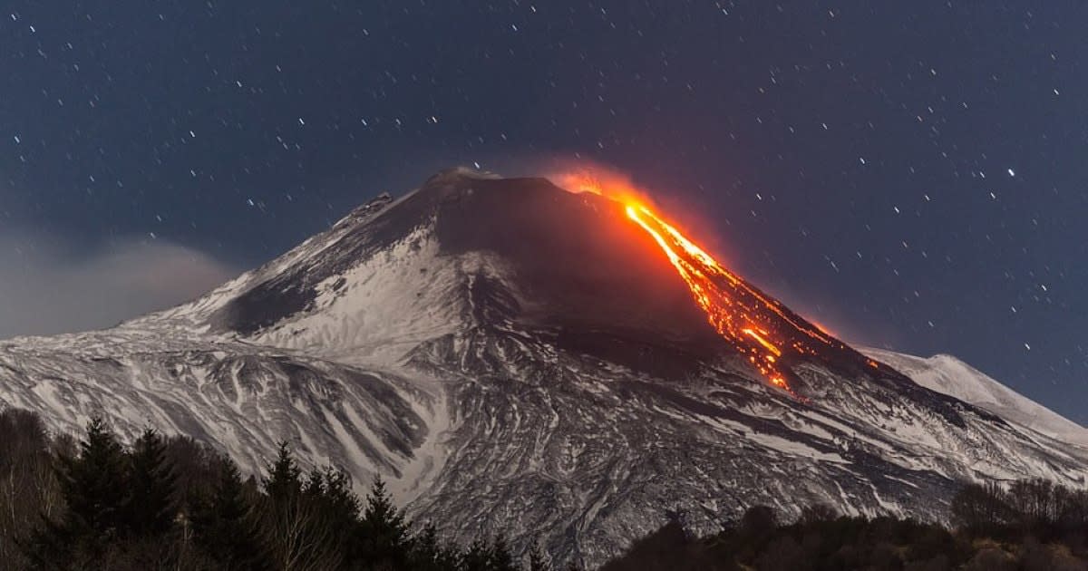 Mount Etna volcano on the Italian island of Sicily