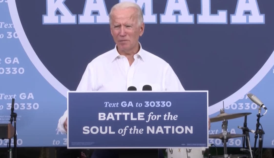 Presidential candidate Joe Biden addressing a rally in Georgia