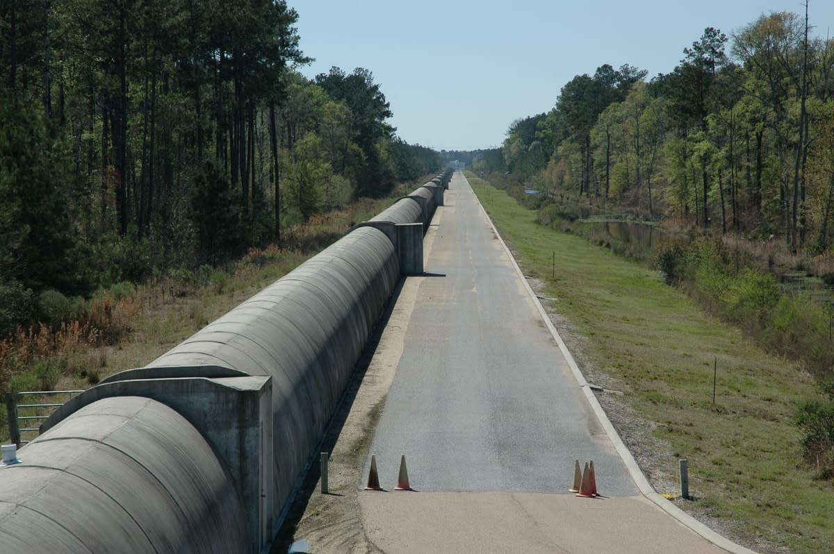 One of the 4km-long arms of the LIGO gravitational wave detector in the US