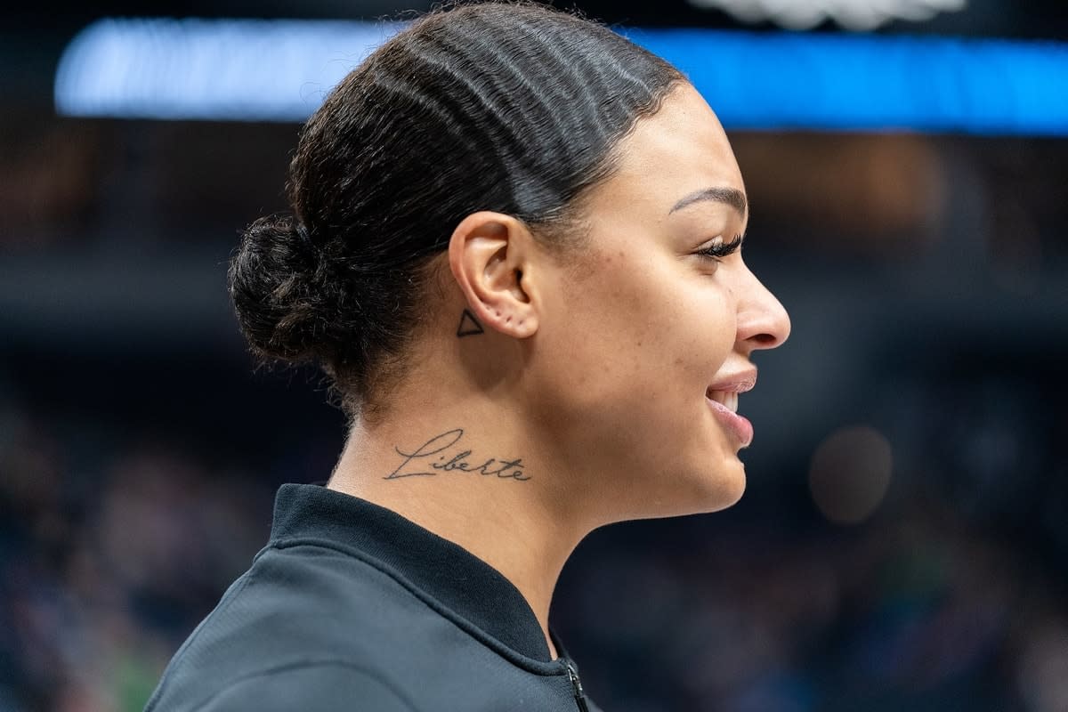 Side portrait headshot of Australian basketball player Liz Cambage