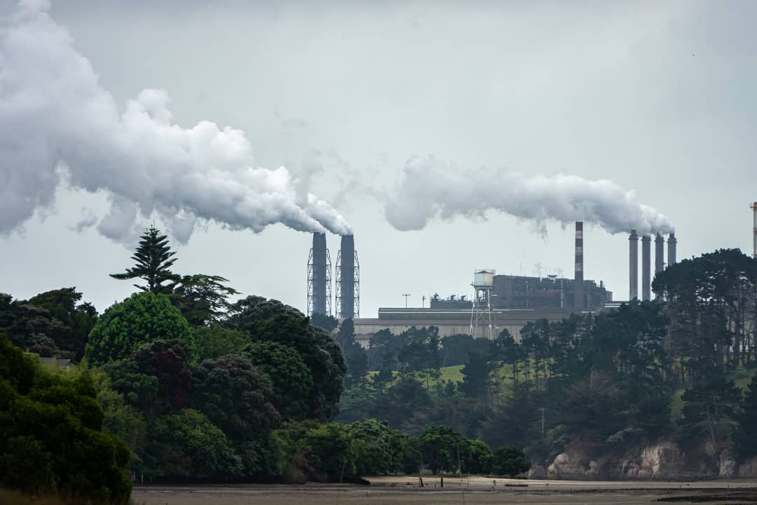 Smoking chimneys of a power plant