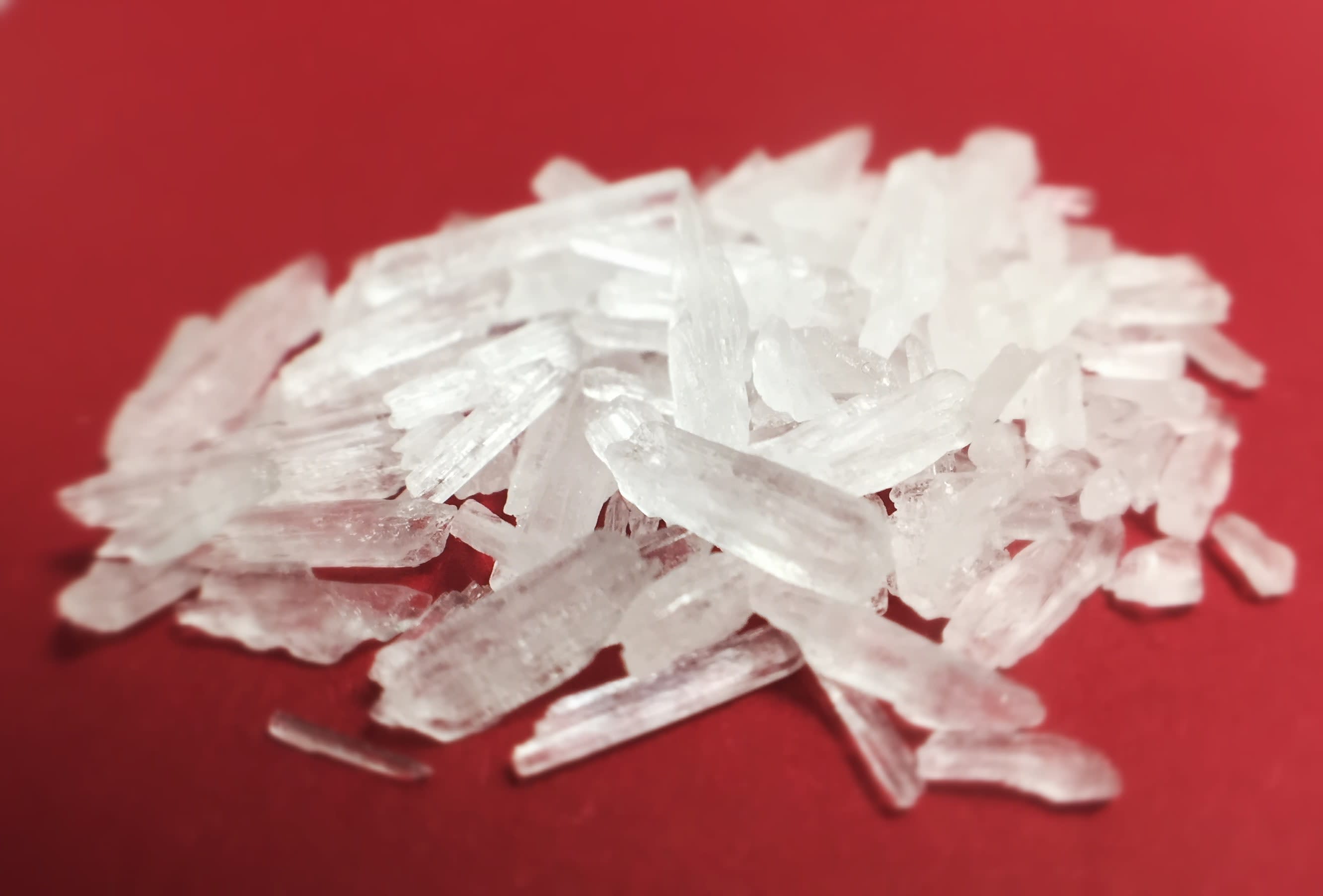 Close-up of methamphetamine crystals