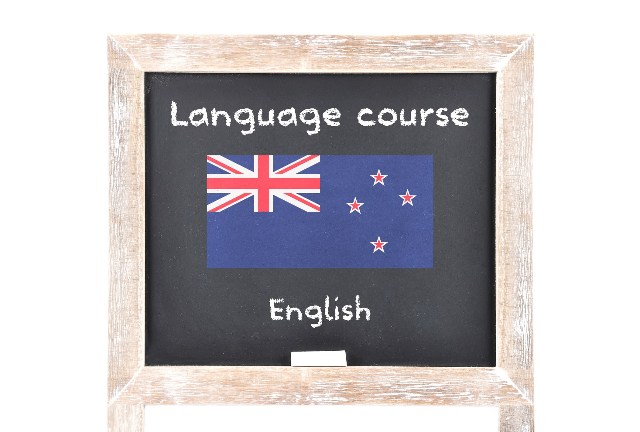 Blackboard with an Australian flag and the words 