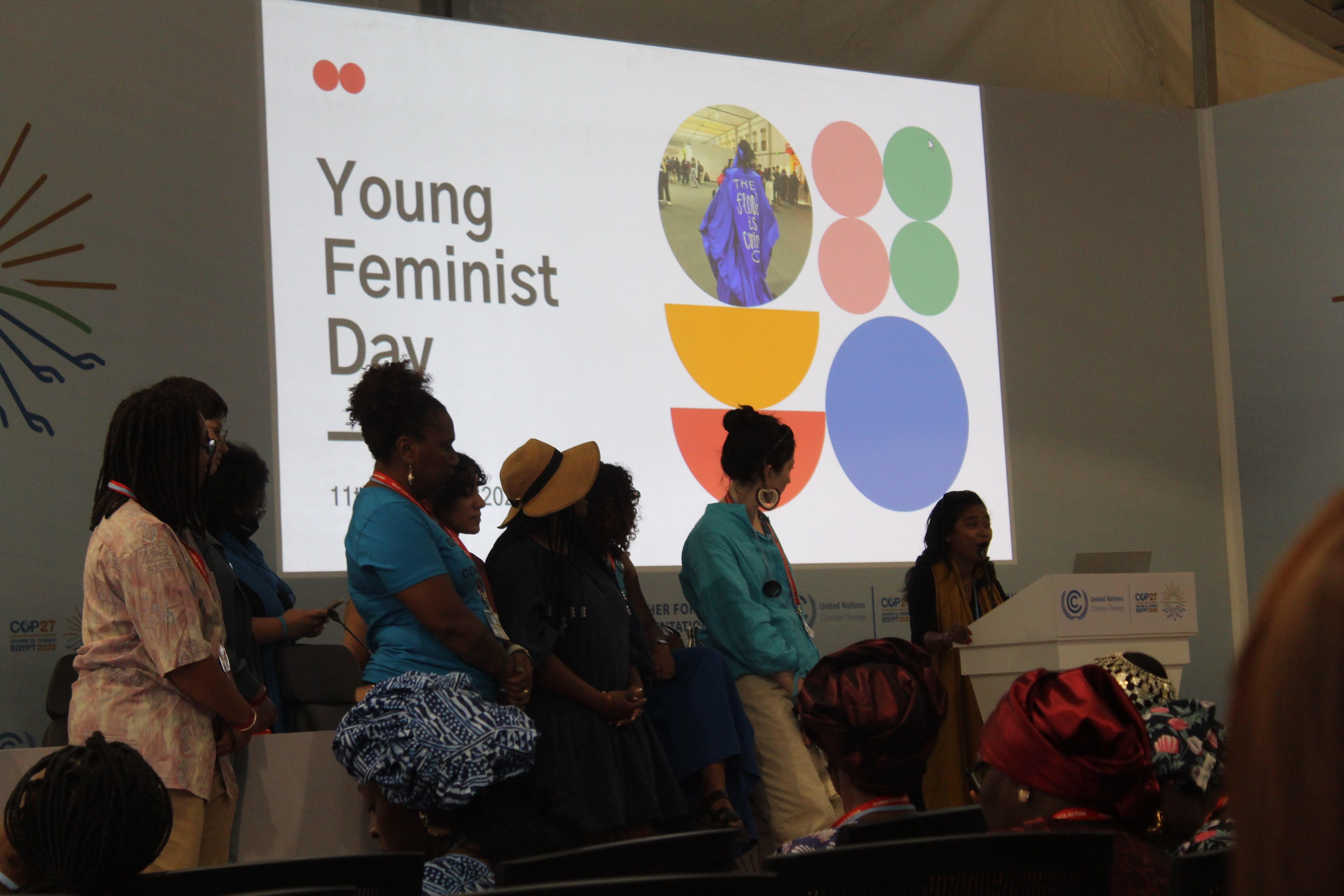 Young feminists at a morning women and gender constiuency meeting