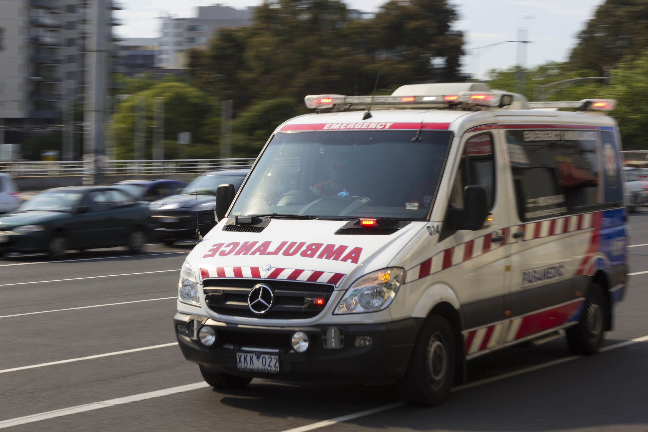 A paramedic ambulance on the move.