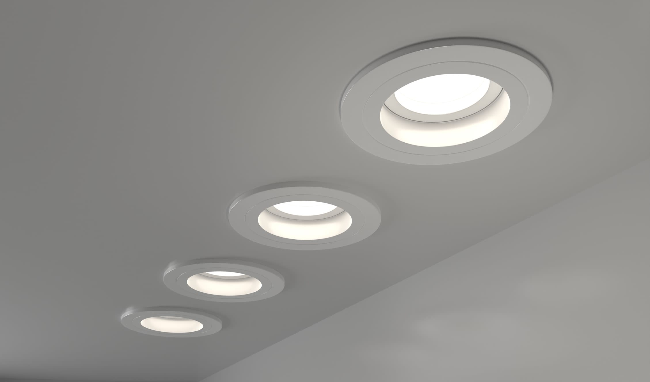 Downlights in a ceiling