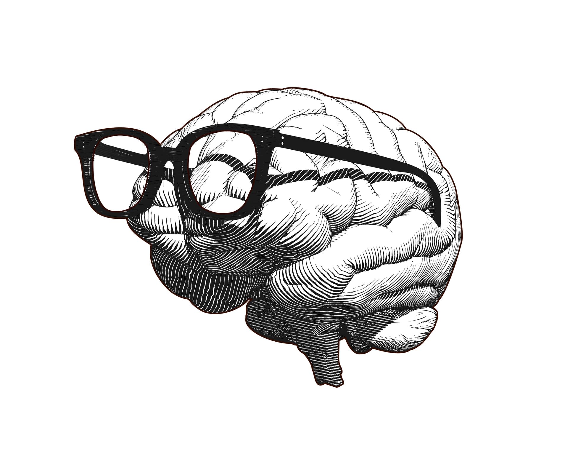 Brain with glassesillustration 