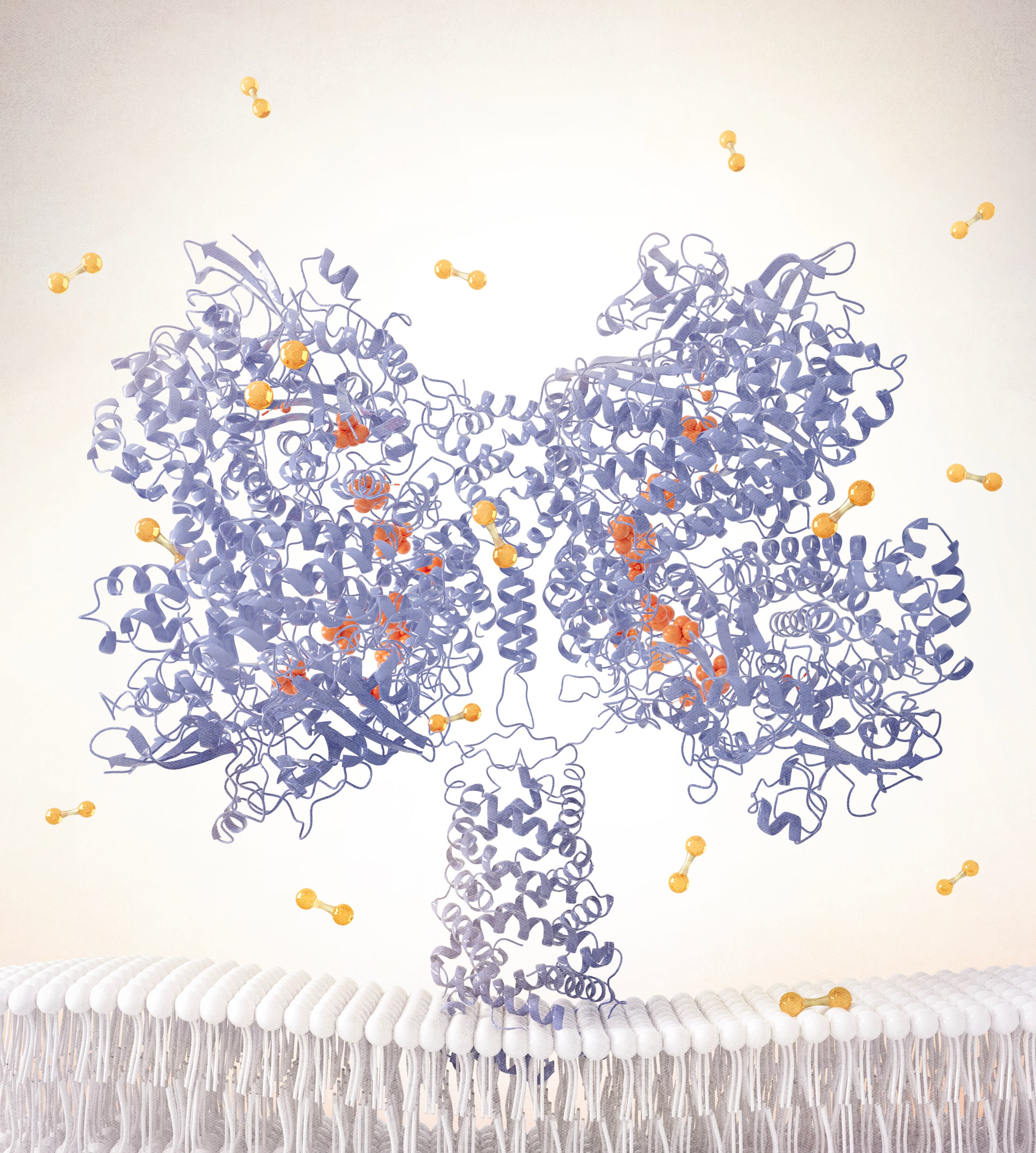 An artist’s rendering of Huc consuming hydrogen from air.