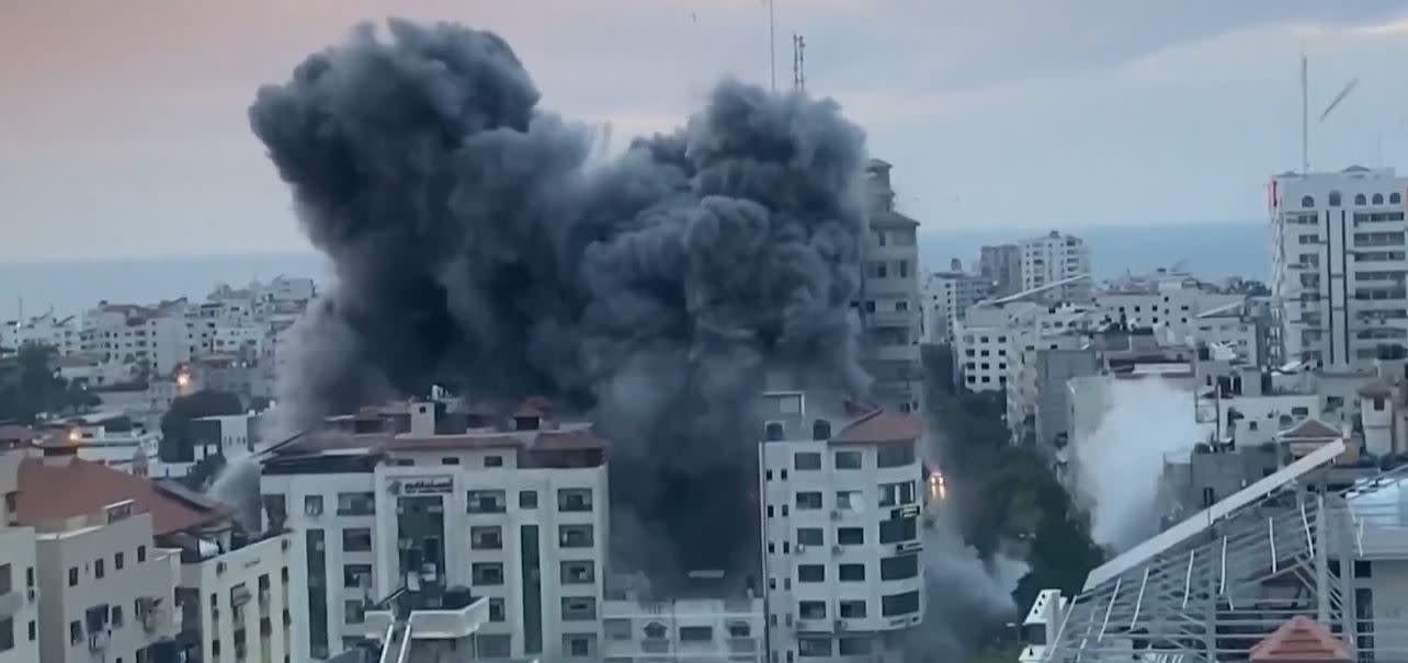 A building in Israel is hit by an Hamas rocket over the weekend.