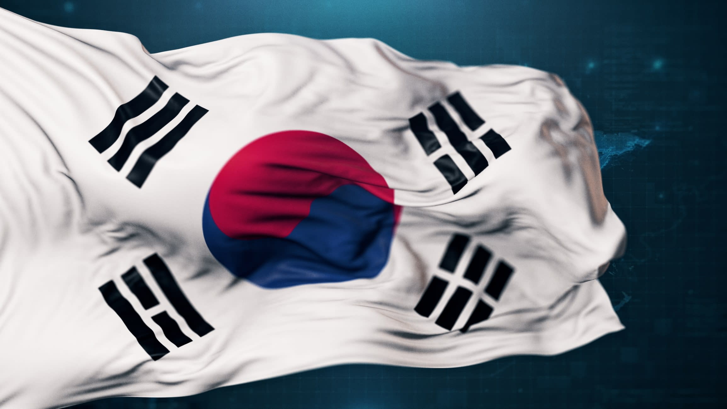 Flag of South Korea on dark blue background