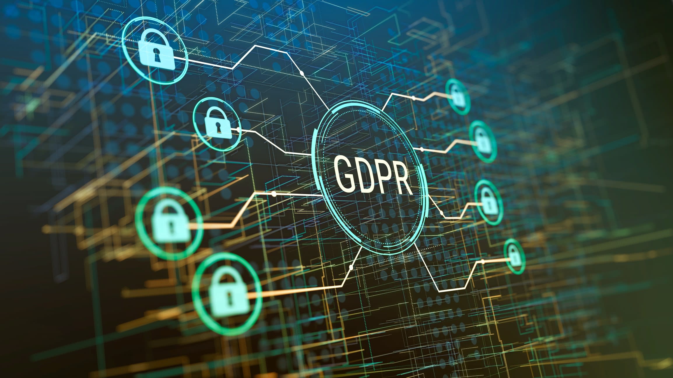 General Data Protection Regulation (GDPR) concept, with abstract computer network background 