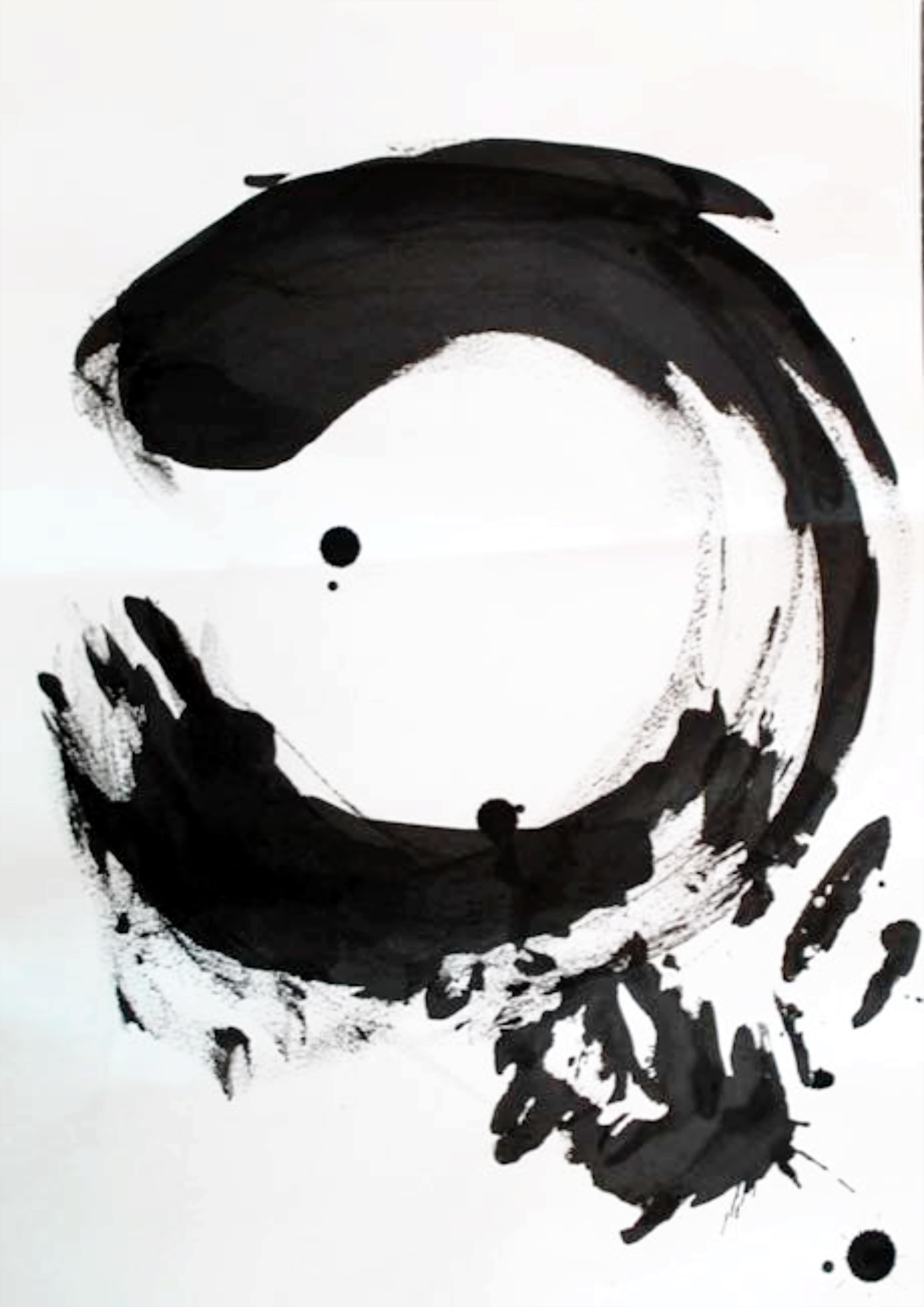 Artwork depicting a Japanese Enso circle, painted in tattoo in on paper