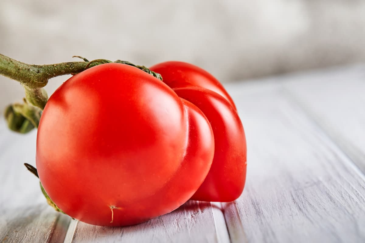 A misshapen tomato