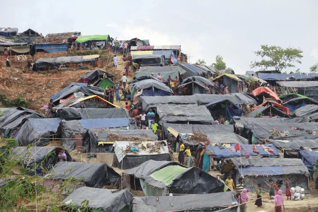 Shelters and landscape at Jamtoli refugee camp near Cox's Bazar in Bangladesh