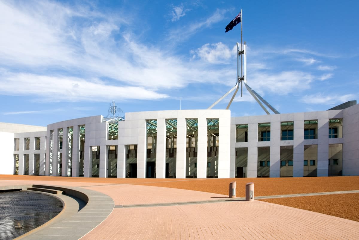 External photo of the Australian Parliament in Canberra 