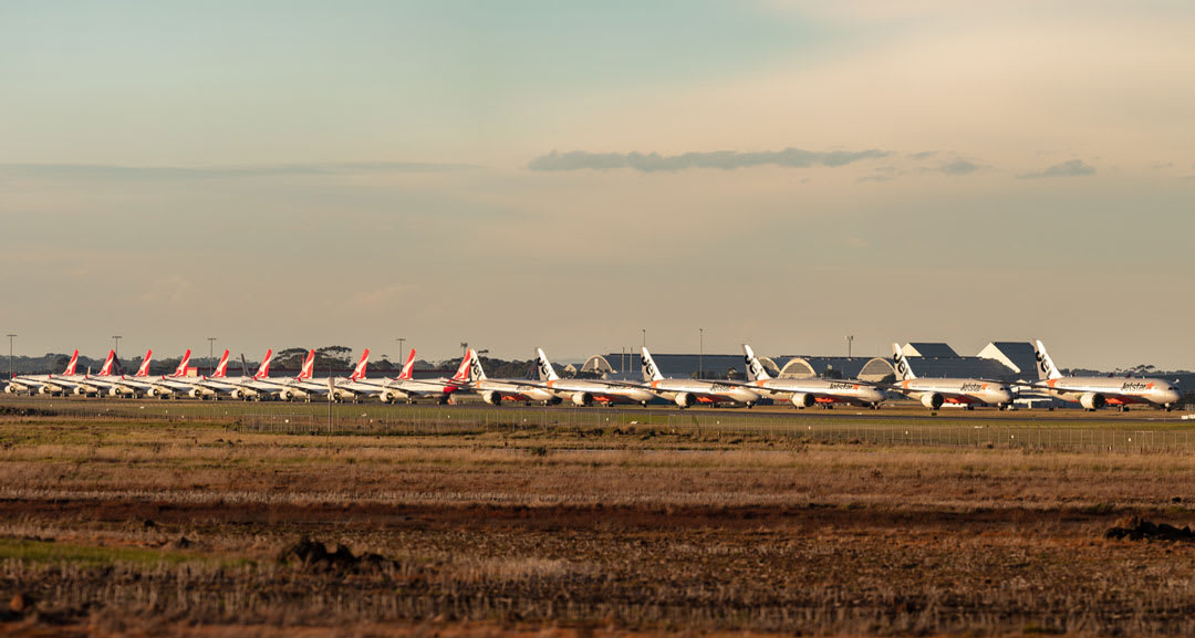 Qantas and Jetstar planes grounded during 2020 COVID-19 pandemic.