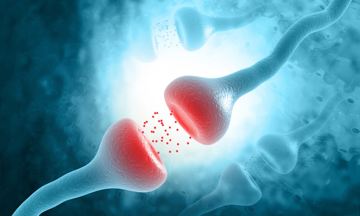 Depiction of neuron cells communicating in the brain