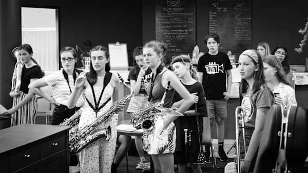 1140's first ever gig, in 2019, playing at the Salvos Hall for the Wollongong Conservatorium's transition program graduation. Image by David Rooney.
