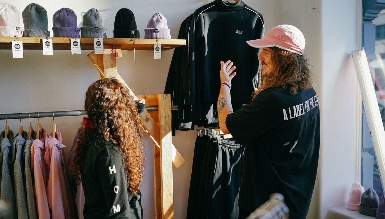 shopper in HoMie clothes store