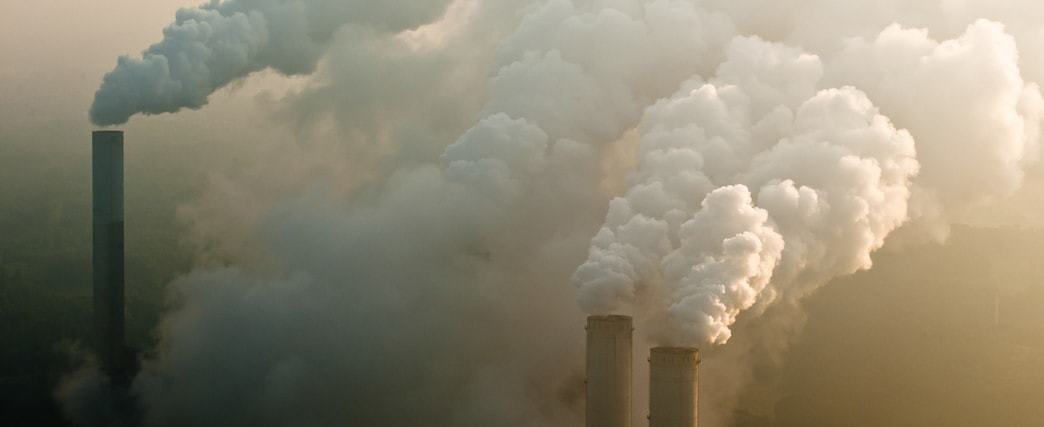 Smoke stacks emitting pollution,