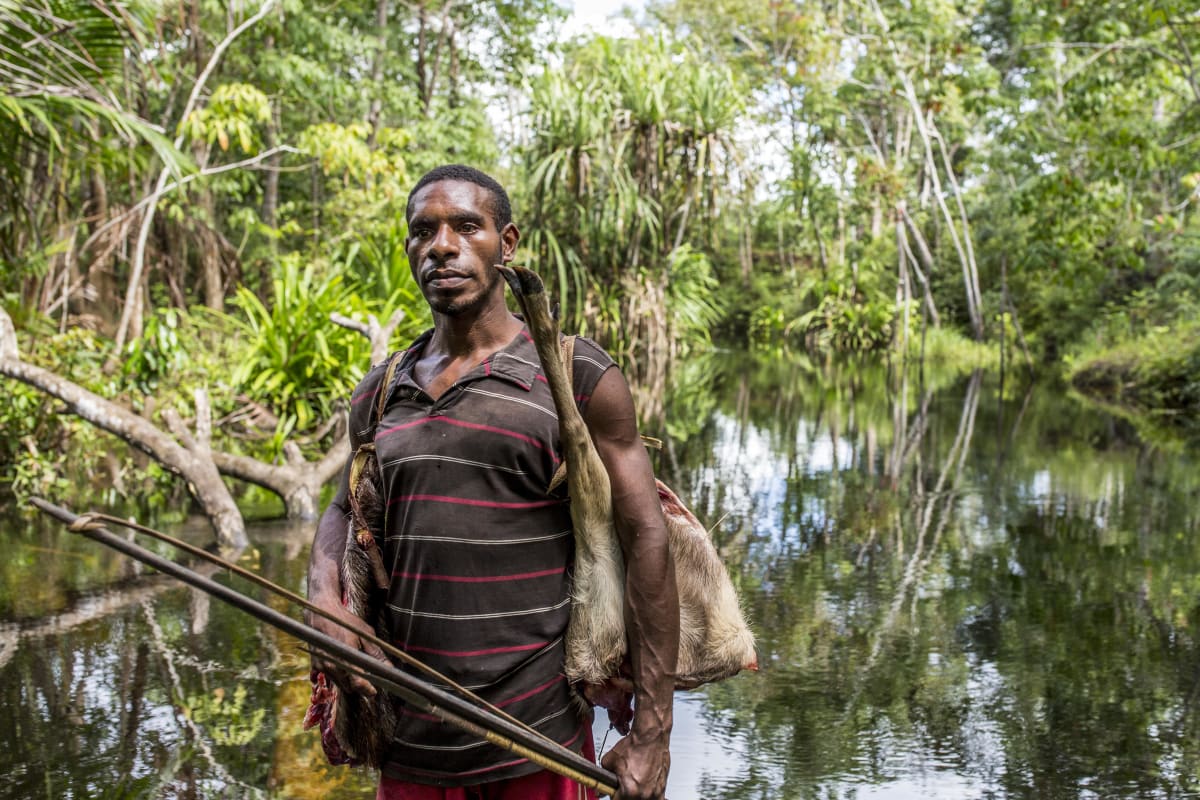 A member of the Indigenous Auyu community