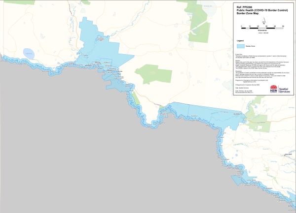 The western section of the NSW "border zone" published by Service NSW.