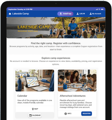 Cogran customer portal showing programs and registration options