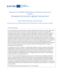 Proposal for an ESPON 2030 Programme Thematic Action Plan (TAP) on - ‘European territories in global interactions’