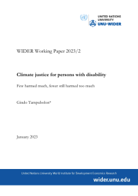 WIDER Working Paper 2023/2-Climate justice for persons with disability: Few harmed much, fewer still harmed too much