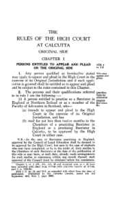 The Rules of the High Court at Calcutta Original Side