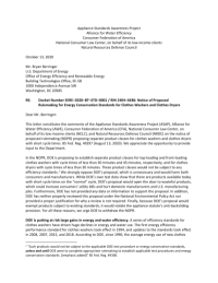 Short Cycle Washer and Dryer Standards Proposed Rule Comments