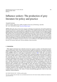 Influence seekers: The production of grey literature for policy and practice