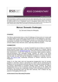 Marcos’ Domestic Challenges SYNOPSIS COMMENTARY Achievements Since Becoming President