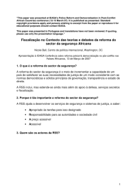 Fiscalização no Contexto das teorias e debates da reforma do sector da segurança Africana