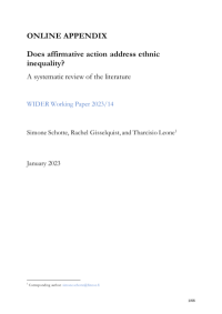 ONLINE APPENDIX - WIDER Working Paper 2023/14-Does affirmative action address ethnic inequality? A systematic review of the literature