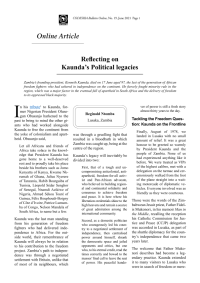 ⋄ Bulletin en ligne du CODESRIA, No. 19, juin 2021 - Reflecting on Kaunda’s Political legaci