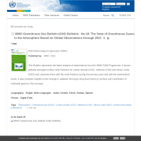 WMO Greenhouse Gas Bulletin (GHG Bulletin) - No.18