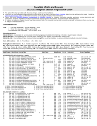 Faculties of Arts and Science 2022-2023 Regular Session Registration Guide