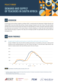 POLICY BRIEF - DEMAND AND SUPPLY OF TEACHERS IN SOUTH AFRICA
