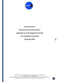 Revue de presse Réseau des journalistes africains Spécialisés sur le développement durable