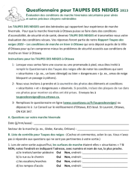Questionnaire pour TAUPES DES NEIGES 2023 Évaluation des conditions de marche hivernales sécuritaires pour aînés