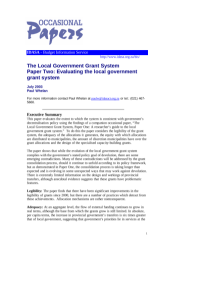 The Local Government Grant System Paper Two: Evaluating the local government grant system