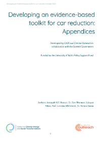 Developing an evidence-based toolkit for car reduction: Appendices