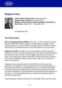 Stephen Farry - Alliance MP for North Down December 2019 – Deputy Leader, Alliance December 2016 –