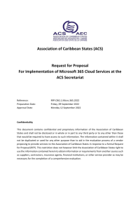 Association of Caribbean States (ACS) Request for Proposal For Implementation of Microsoft 365 Cloud Services at the