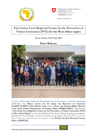 First Senior Level Regional Course for the Prevention of Violent Extremism (PVE) for the West Africa region