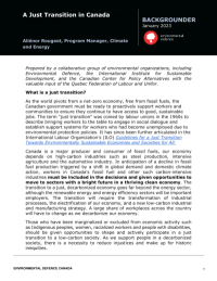 A Just Transition in Canada AJust TransitioninCanada BACKGROUNDER January 2023
