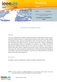 Analysis Paper - Corruption as a geopolitical factor Abstract Keywords: