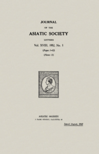 Journal of the Asiatic Society 1952 (Letters)