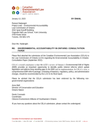 BY EMAIL RE: ENVIRONMENTAL ACCOUNTABILITY IN ONTARIO: CONSULTATION PAPER